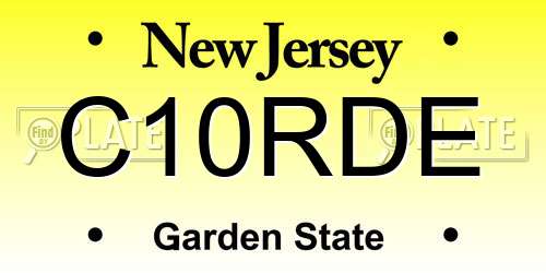 C10RDE New Jersey License Plate