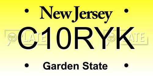 C10RYK New Jersey License Plate