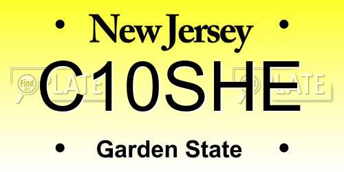 C10SHE New Jersey License Plate