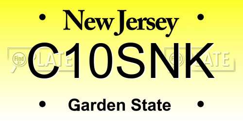 C10SNK New Jersey License Plate