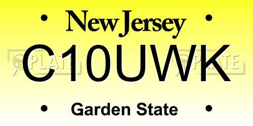 C10UWK New Jersey License Plate