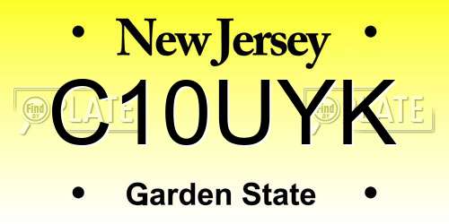 C10UYK New Jersey License Plate