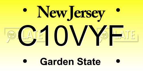 C10VYF New Jersey License Plate