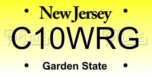 C10WRG New Jersey License Plate