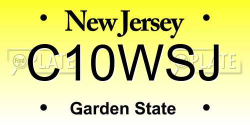 C10WSJ New Jersey License Plate
