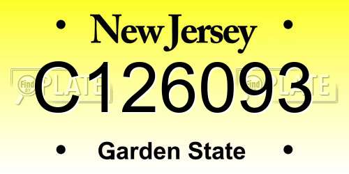 C126093 New Jersey License Plate