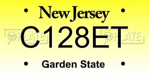 C128ET New Jersey License Plate