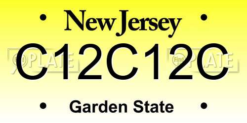 C12C12C New Jersey License Plate