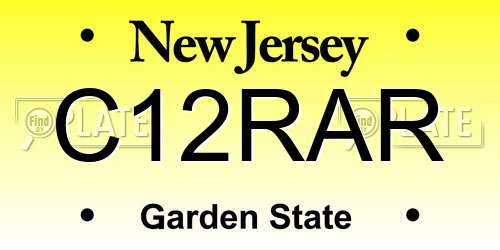 C12RAR New Jersey License Plate