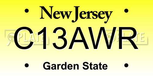 C13AWR New Jersey License Plate