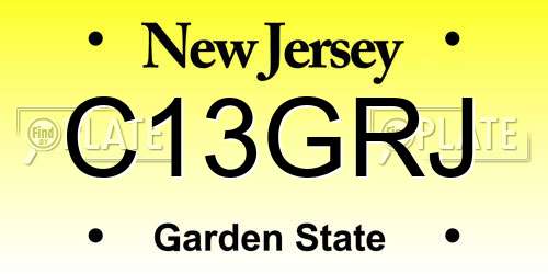 C13GRJ New Jersey License Plate