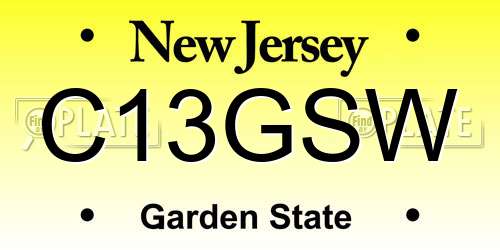 C13GSW New Jersey License Plate
