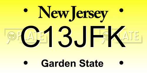 C13JFK New Jersey License Plate