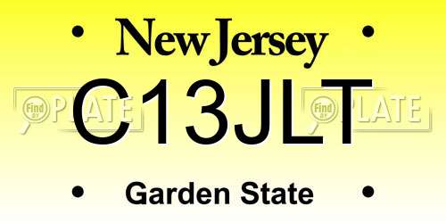 C13JLT New Jersey License Plate
