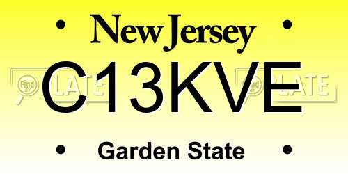 C13KVE New Jersey License Plate