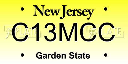 C13MCC New Jersey License Plate