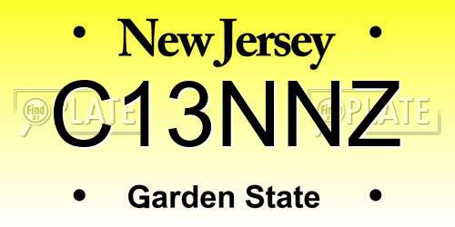 C13NNZ New Jersey License Plate