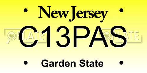 C13PAS New Jersey License Plate