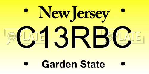 C13RBC New Jersey License Plate