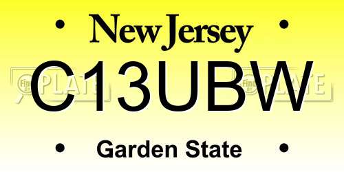 C13UBW New Jersey License Plate