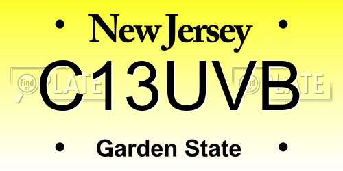 C13UVB New Jersey License Plate