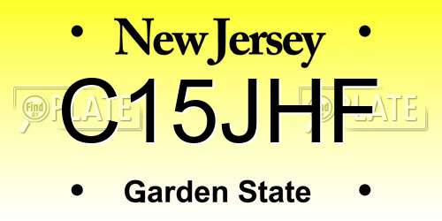 C15JHF New Jersey License Plate