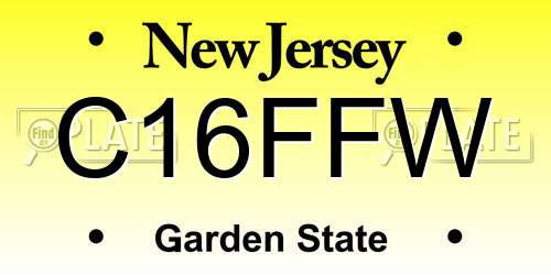 C16FFW New Jersey License Plate