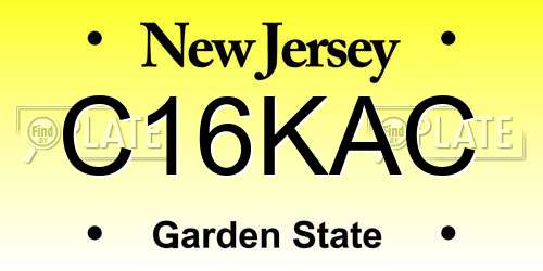 C16KAC New Jersey License Plate