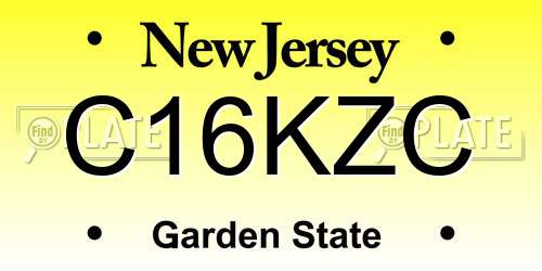C16KZC New Jersey License Plate