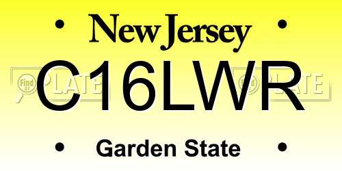 C16LWR New Jersey License Plate