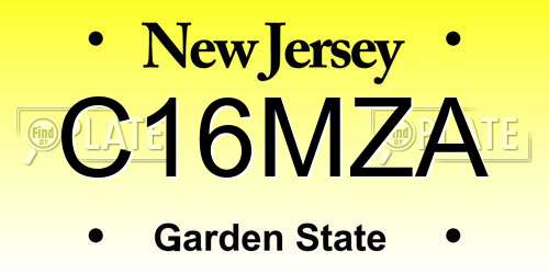 C16MZA New Jersey License Plate