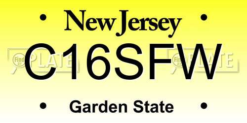 C16SFW New Jersey License Plate