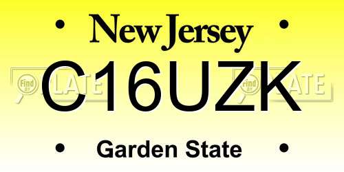 C16UZK New Jersey License Plate