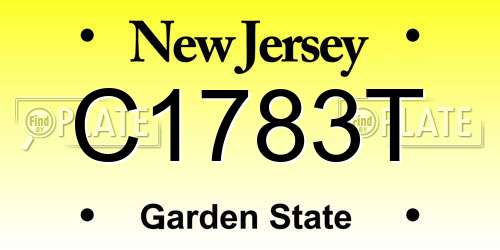 C1783T New Jersey License Plate