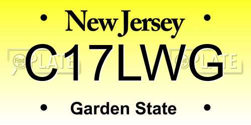 C17LWG New Jersey License Plate