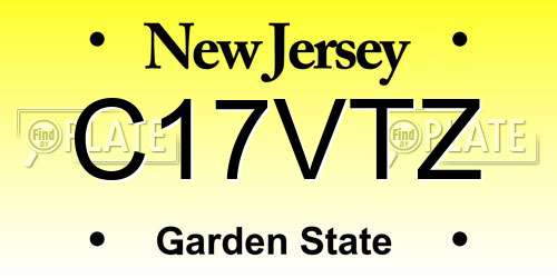 C17VTZ New Jersey License Plate