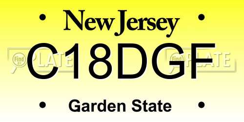 C18DGF New Jersey License Plate