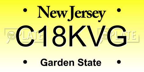C18KVG New Jersey License Plate
