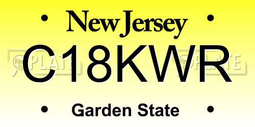C18KWR New Jersey License Plate