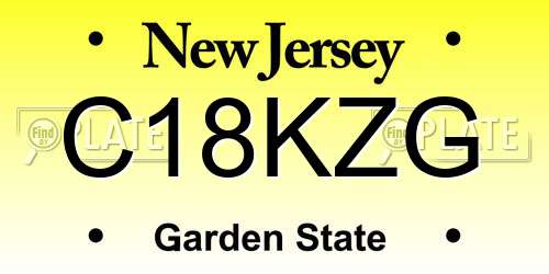 C18KZG New Jersey License Plate