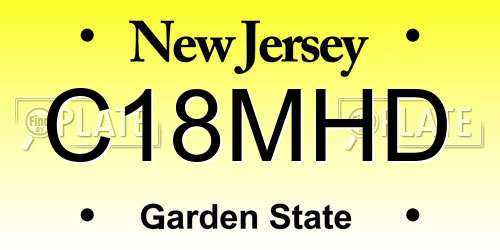C18MHD New Jersey License Plate
