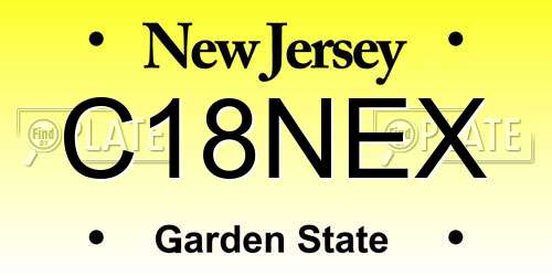 C18NEX New Jersey License Plate