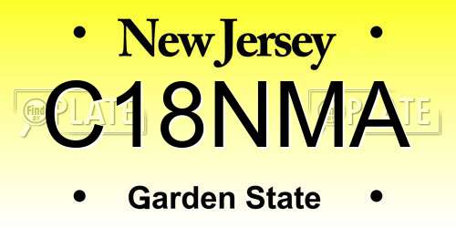 C18NMA New Jersey License Plate