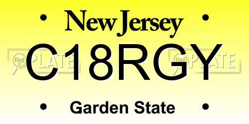 C18RGY New Jersey License Plate