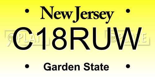 C18RUW New Jersey License Plate