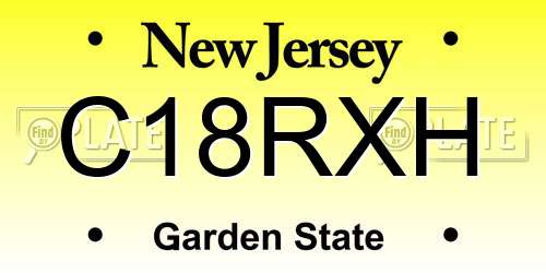 C18RXH New Jersey License Plate