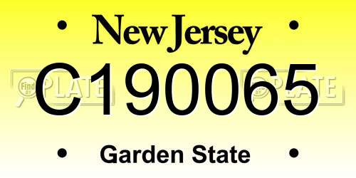 C190065 New Jersey License Plate