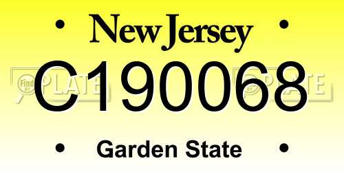 C190068 New Jersey License Plate