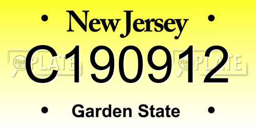 C190912 New Jersey License Plate