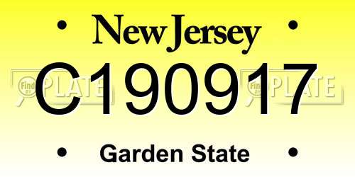 C190917 New Jersey License Plate